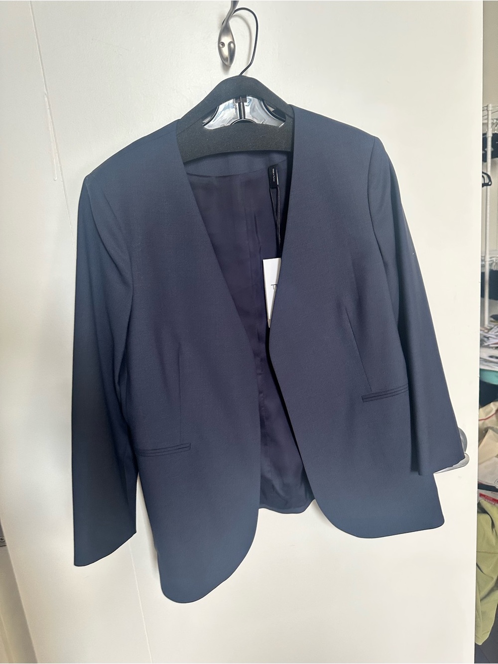 Theory Navy Open-Front Blazer - 3/4 sleeves - size 10
